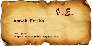 Vanek Erika névjegykártya